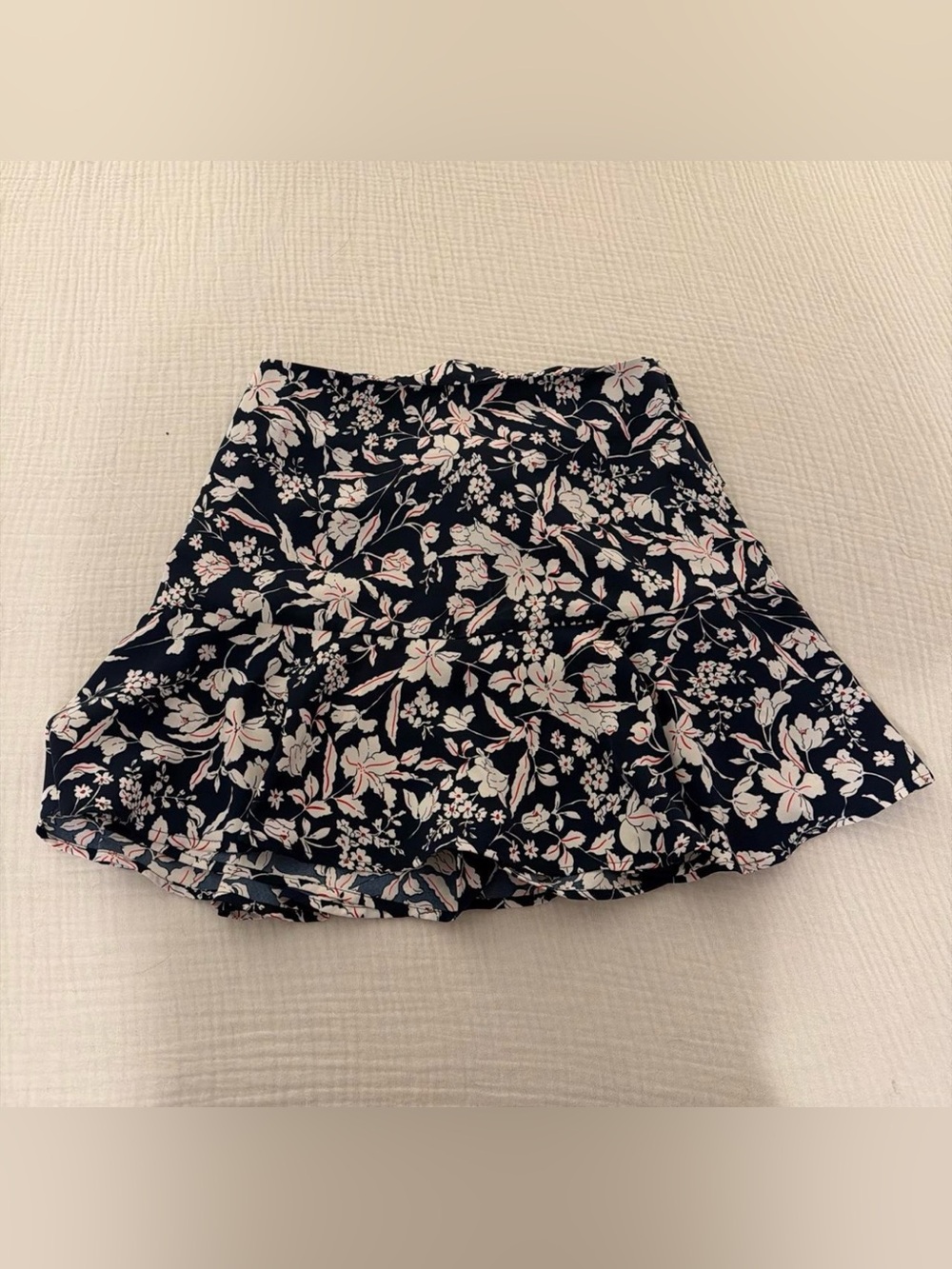 entro Navy Floral Tiered Skater Skirt with Pink Accents